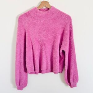 Truth by Republic Cropped Eyelash Sweater in Pink